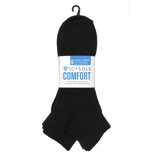 Unisex Sof Sole Comfort Quarter Socks - 6 Pack