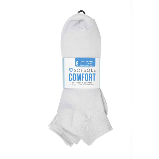 Unisex Sof Sole Comfort Quarter Socks - 6 Pack