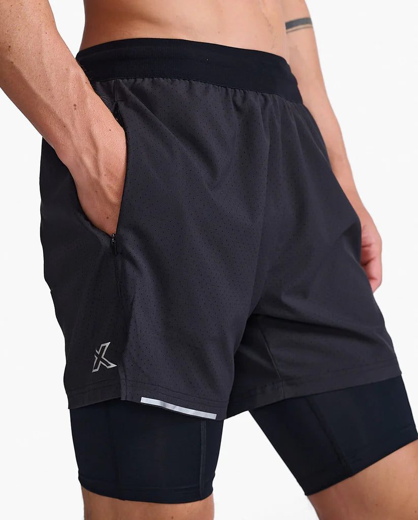 Mens 2XU Aero 2-In-1 5inch Shorts