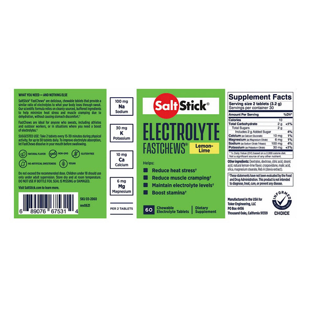 SaltStick Electrolyte FastChews Bottle - 60 Caps