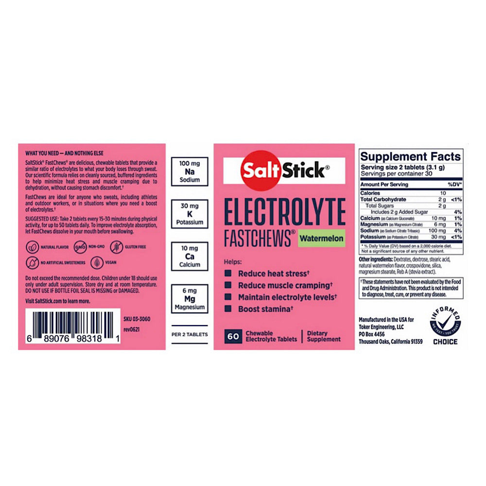 SaltStick Electrolyte FastChews Bottle - 60 Caps