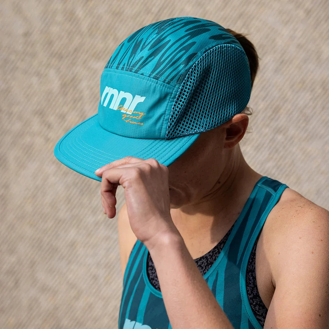 Rnnr Distance Hat - Drippy Cheetah Blue
