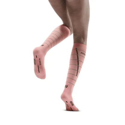 Light Rose Womens CEP Reflective Compression Full Sock
