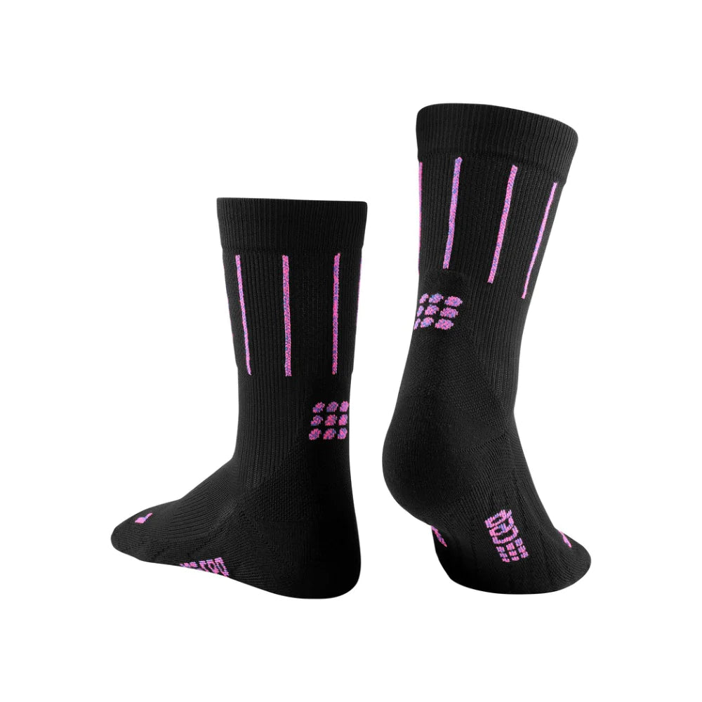 Womens CEP Mid Cut Socks Compression Pinstripe