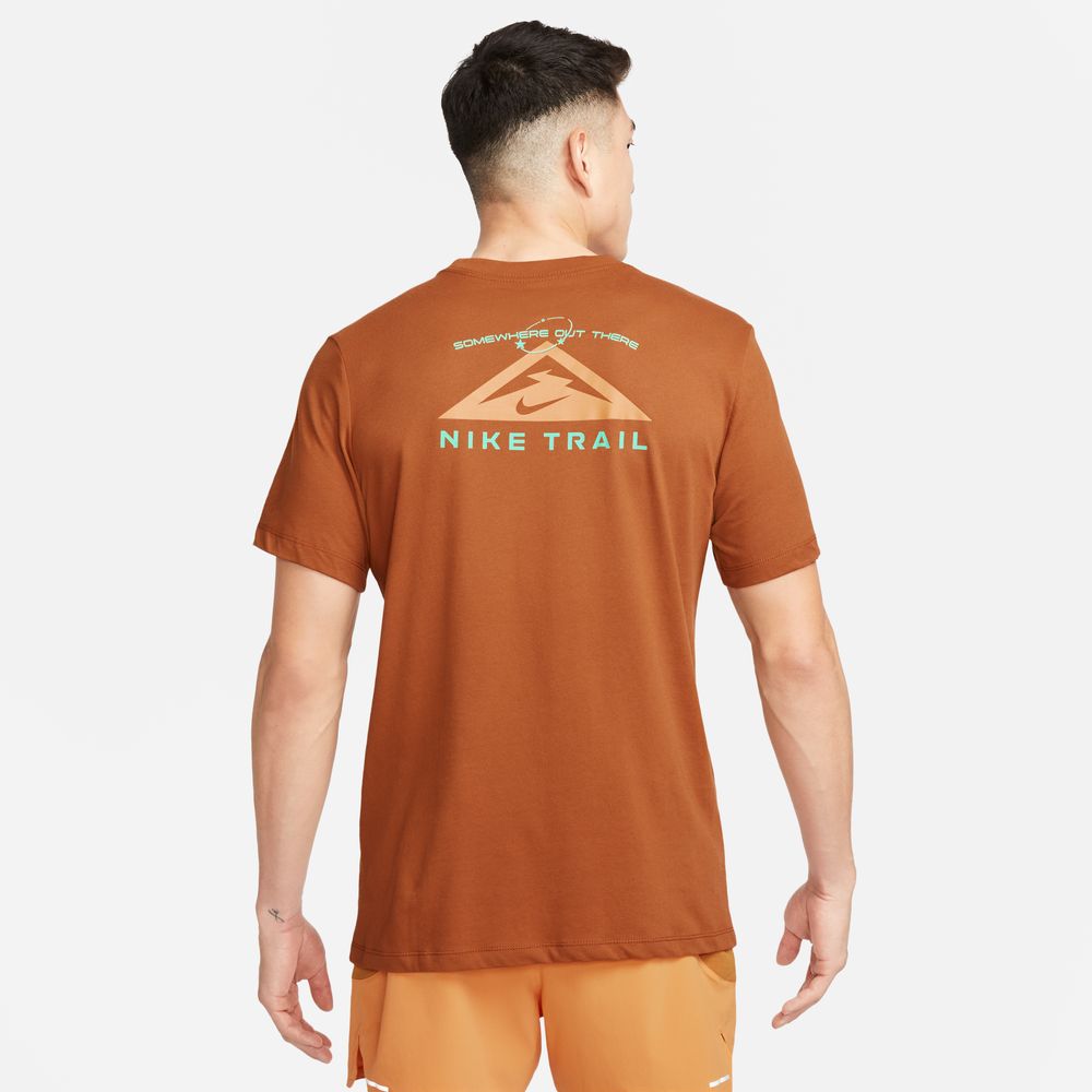 Mens Nike Dri Fit Tee Trail Print Dark Russet