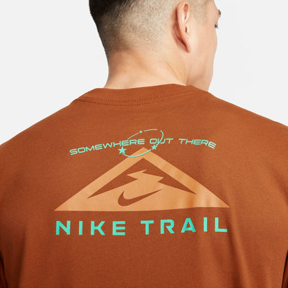 Mens Nike Dri Fit Tee Trail Print Dark Russet
