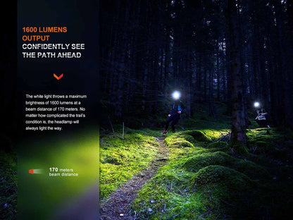 Fenix HM65R-T V2.0 Headlamp Dual Output 1600 Lumen Rechargeable Headlamp