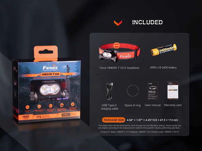 Fenix HM65R-T V2.0 Headlamp Dual Output 1600 Lumen Rechargeable Headlamp