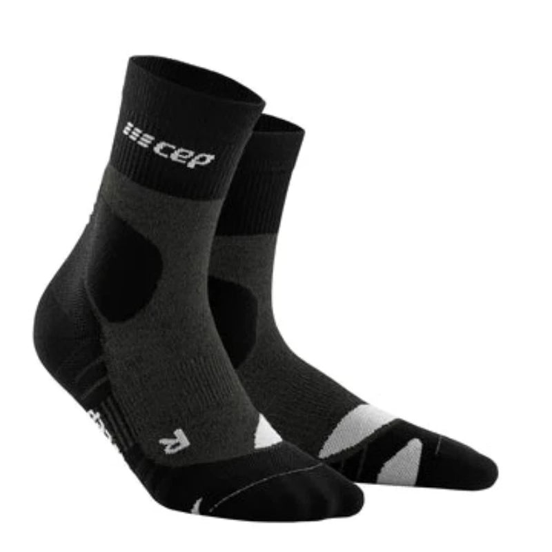 Black Stone Grey Mens CEP Merino Compession Mid-Cut Sock 