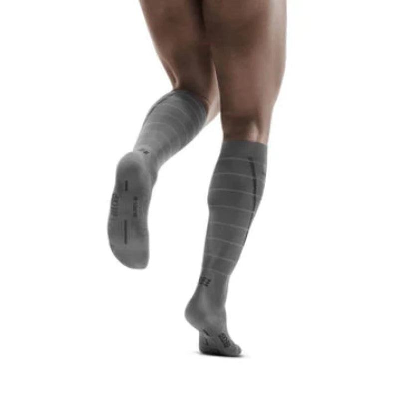 Grey Mens CEP Reflective Compression Full Sock
