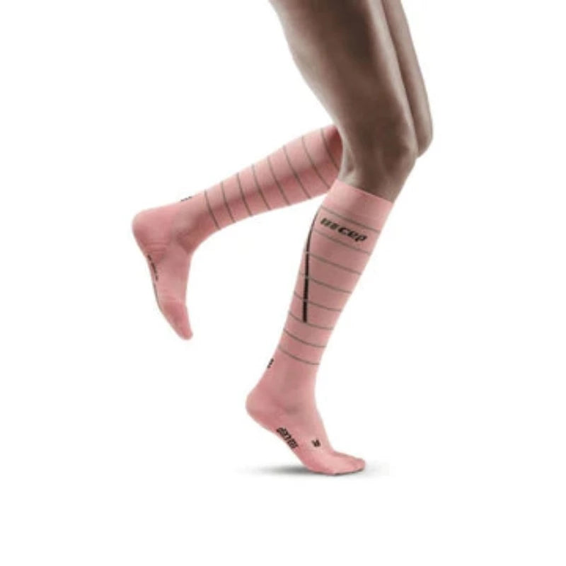 Light Rose Womens CEP Reflective Compression Full Sock
